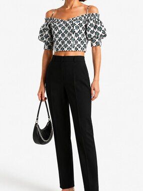 NWT Diane von Furstenberg Margaret Off-the-Shoulder Cotton Crop Top